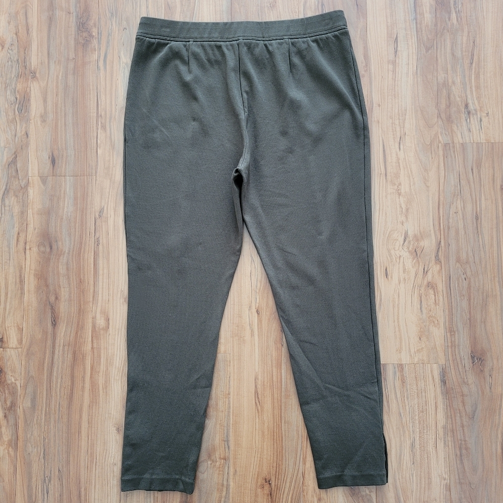 Talbots Pants Pull On Olive Geen Stretch Logo Snap Ankle Dark Academia Size LP - Picture 9 of 17